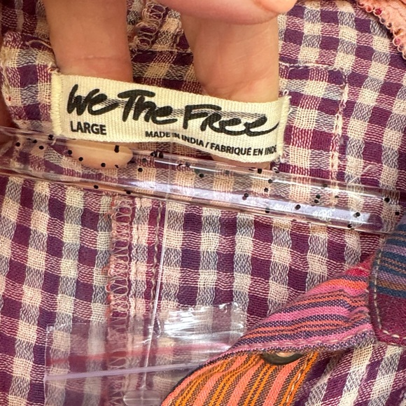 We The Free purple and cream plaid button-front top - Picture 2 of 6